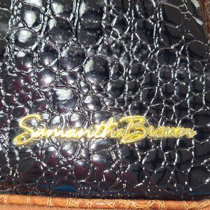 SAMANTHA BROWN Luggage - Jewelry Case w/5 Pouches Croco Embossed Black/Camel